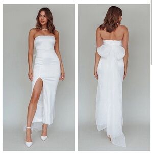 NWT Selfie Leslie Always and Forever Bow Back Midi Dress White